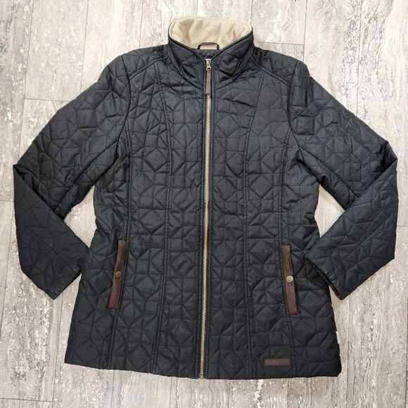 🇬🇪🔹️Anthropologie G.H. Bass Black Quilted Zippered Jacket Large - Picture 1 of 11